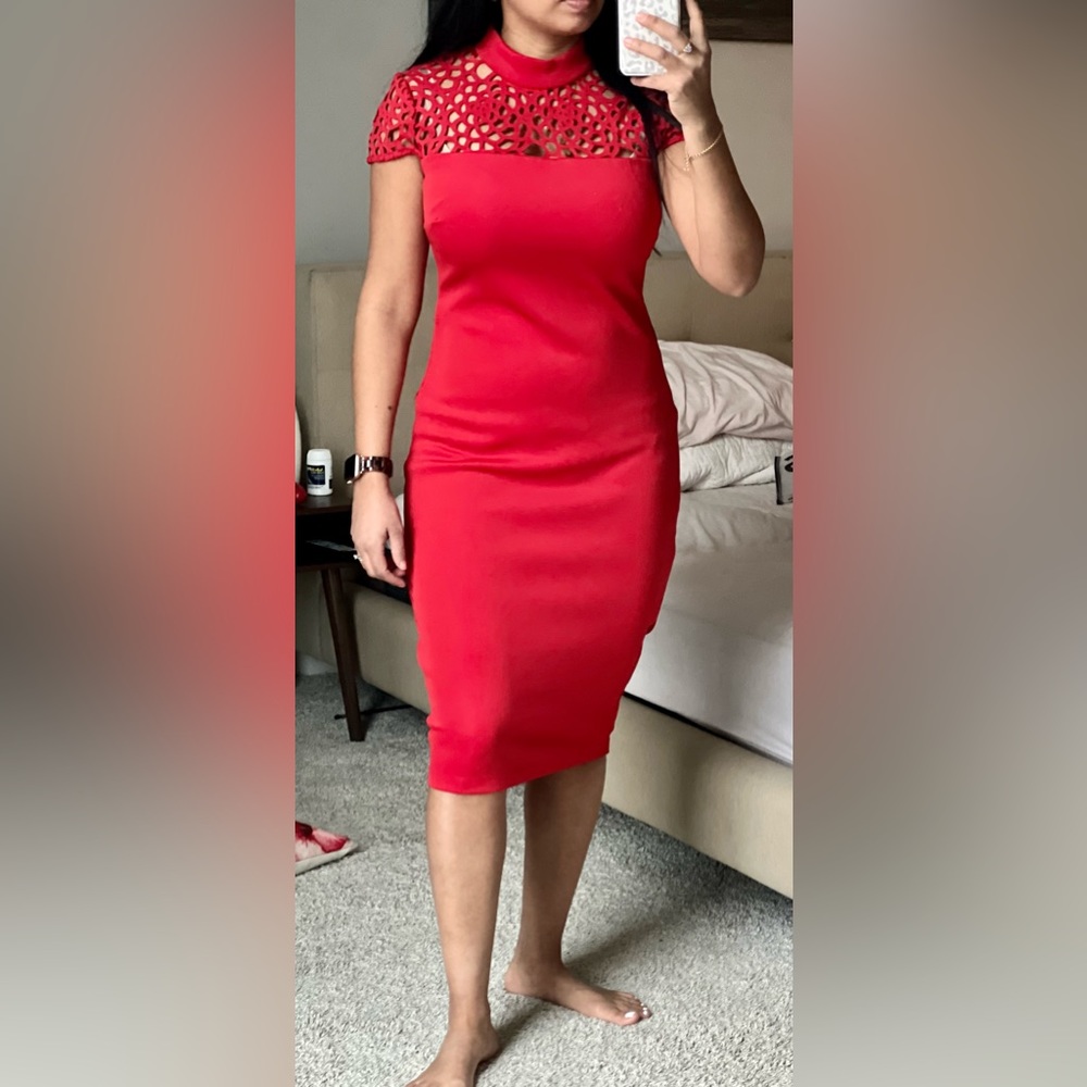 Midi red dress